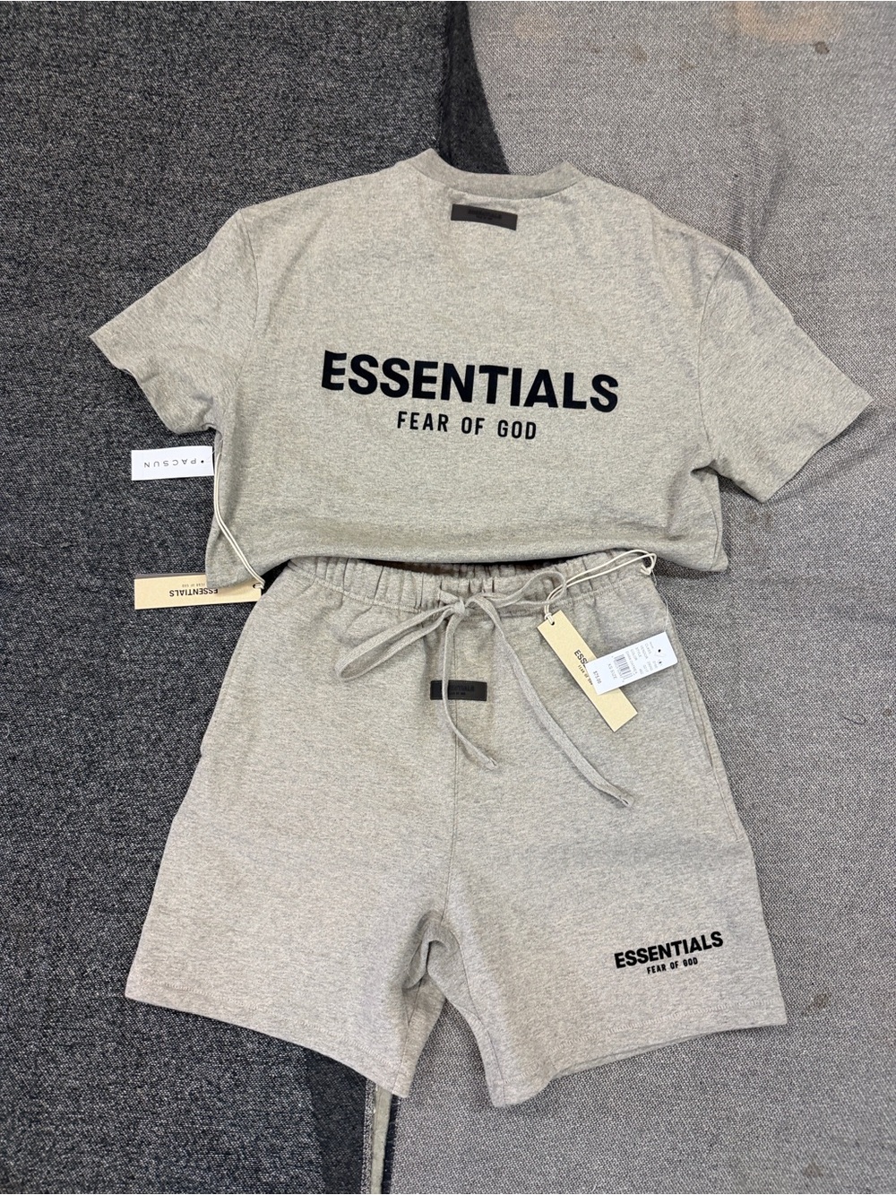 Essentials Men’s Heather Gray Shorts Set - Taupe/Beige - Picture 2 of 6